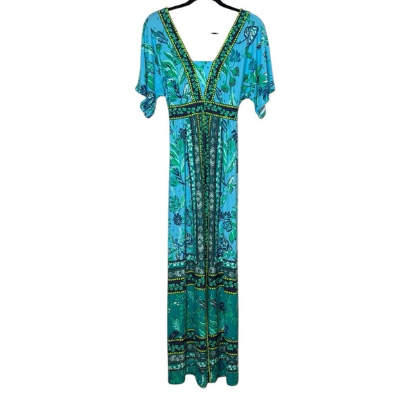 Lilly Pulitzer Ilia Maxi Dress Size 00 Blue Seabreeze Plant One On You NWOT - Picture 1 of 15